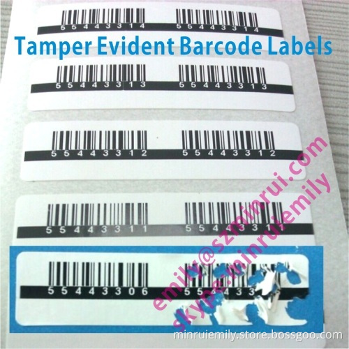 Custom Self Destructible Barcode Stickers,security Destructive Barcode Labels,security Barcode Label With Serials Number